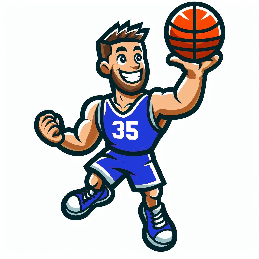 Cartoon Basketball Player Blue Logo
